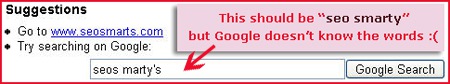 Chrome: incorrect suggestion