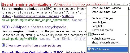 Site Inforation Addon - Google SERPs
