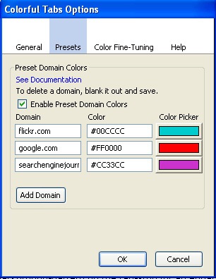 Colorful tabs: options