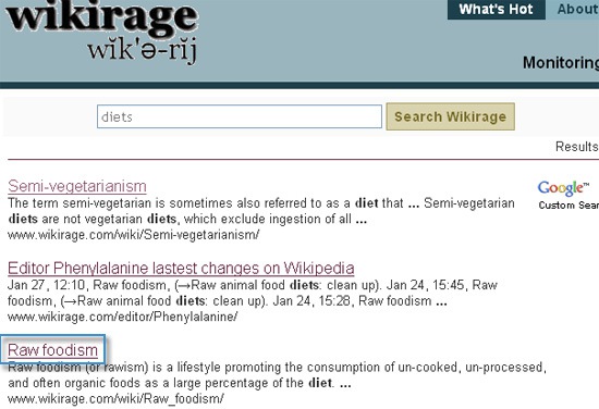 Wikirage search