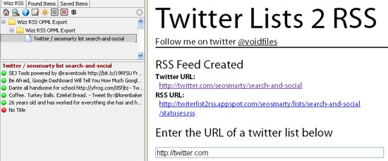 Twitter List RSS