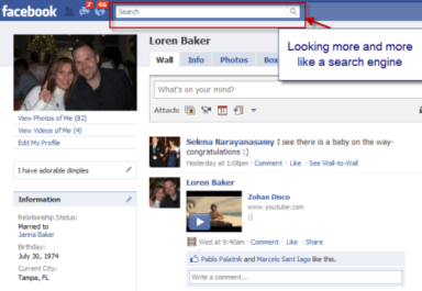 Facebook Learns from Google : Centers Search Box on Redesign
