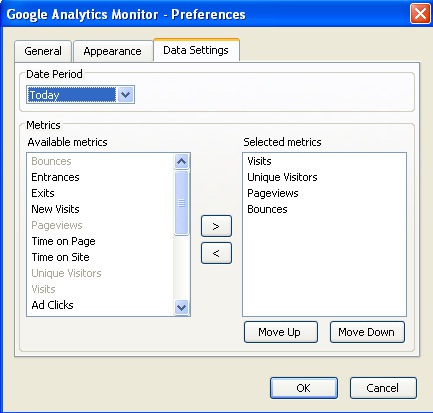Google Analytics monitor options