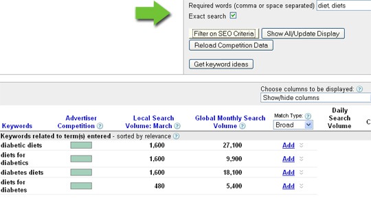 Search within your keyword list