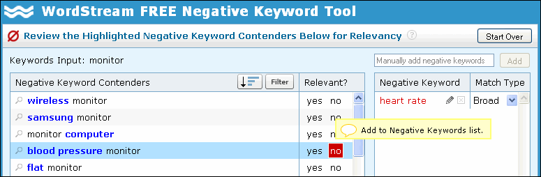 WordStream Offers Free Negative Keyword Tool