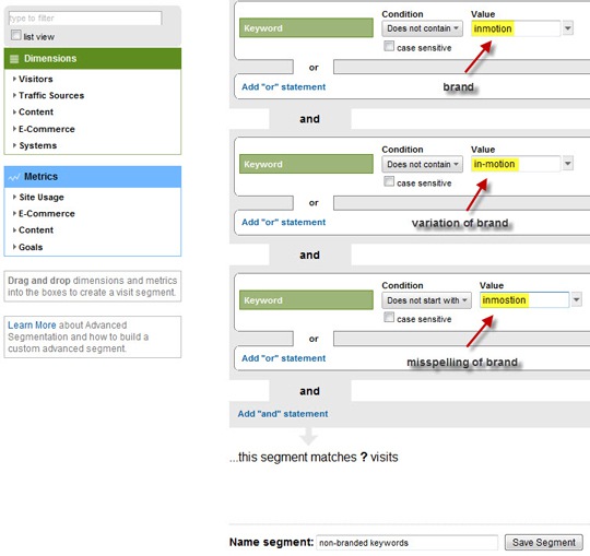 Creating Advanced Segments In Google Analytics: Filtering Out Branded Keyword