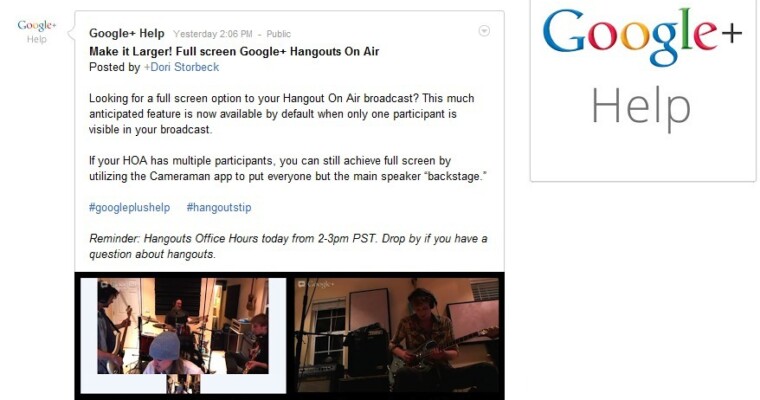 Google Hangouts On Air Now Full Screen