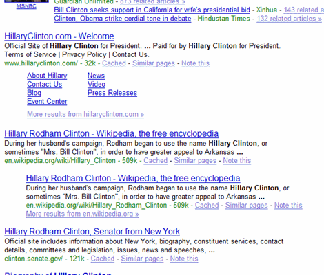 Barack Obama vs. Hillary Clinton : Super Tuesday & Search