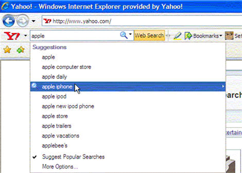 Yahoo Toolbar for IE Adds Search Suggestions