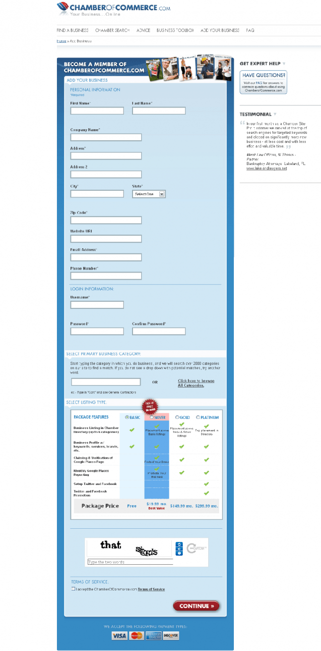 chamber of commerce form