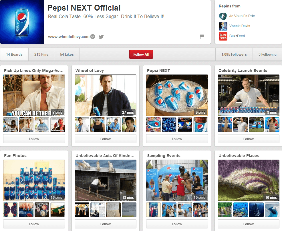 Pepsi Next Pinterest Page