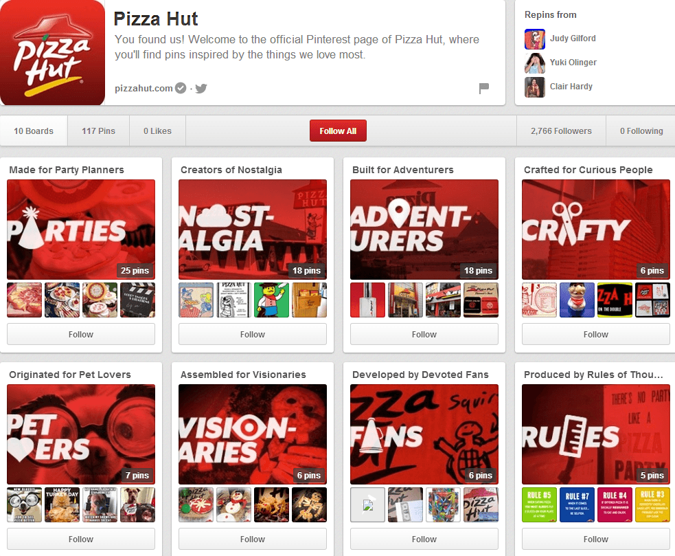 Pizza Hut Pinterest Page