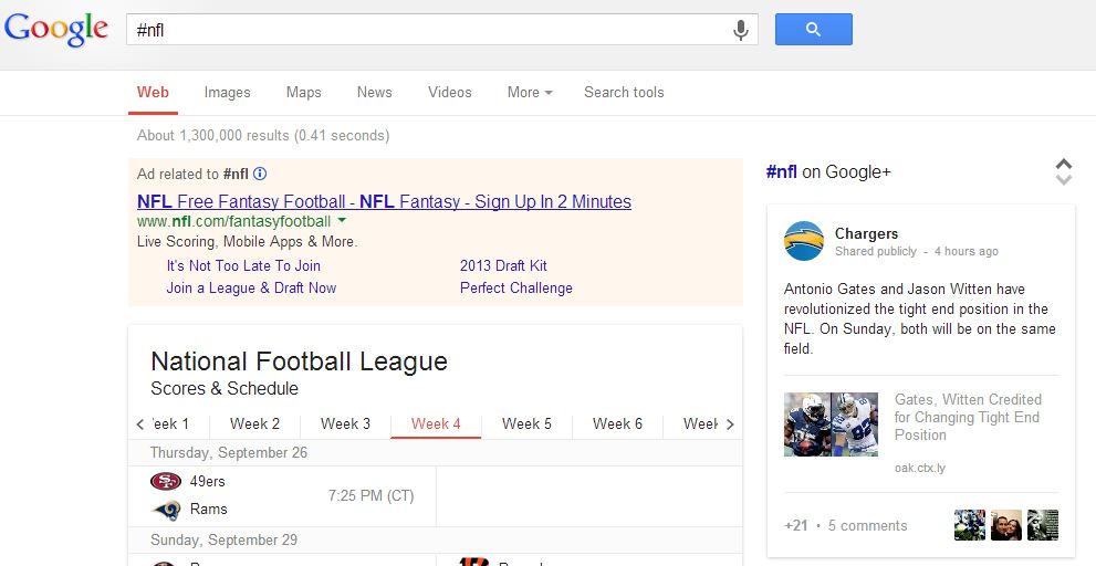 Google Now Displays Google+ Hashtag Results in Search Queries