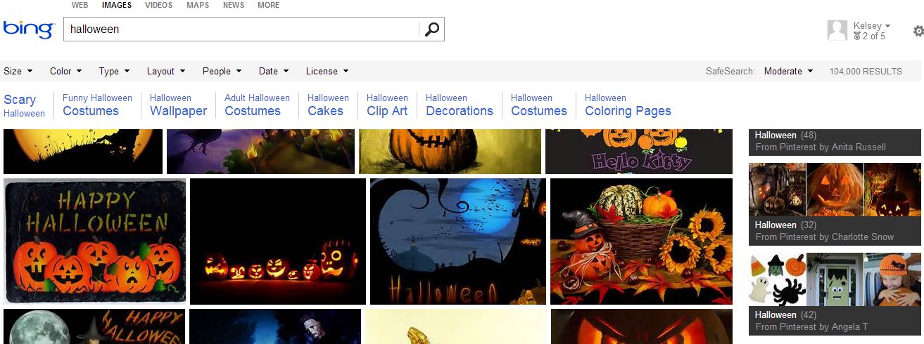Bing Image Search Results Now Display Pinterest Boards