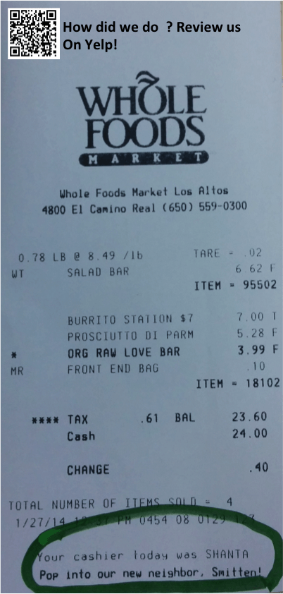 Custom receipts QR code