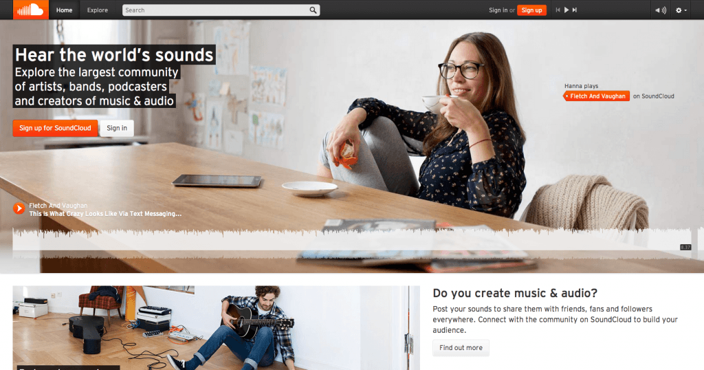 Soundcloud-Homepage