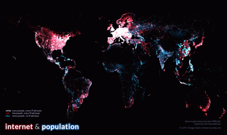 A map of the world in terms of digital exclusion