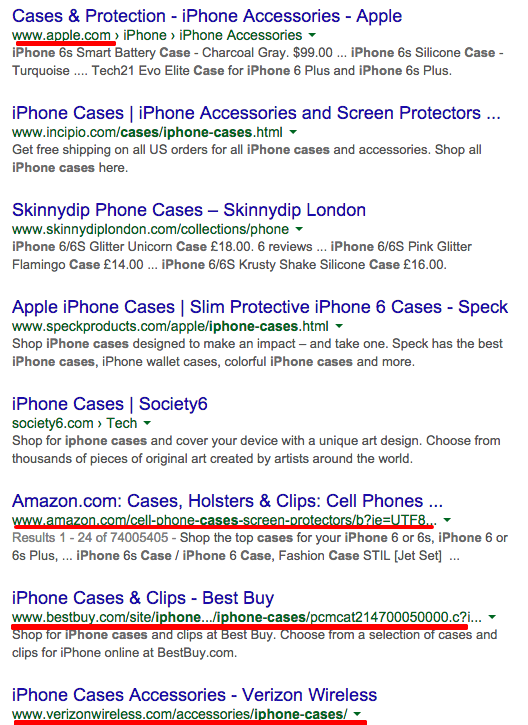 Google Search Screenshot for phone cases
