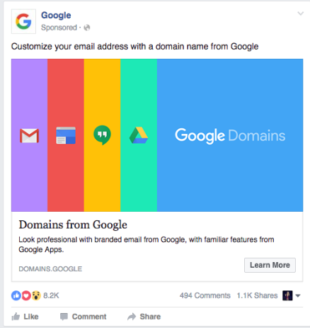 Google Facebook ad