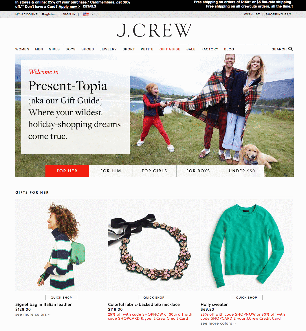 j.crew holiday gift guide 2016