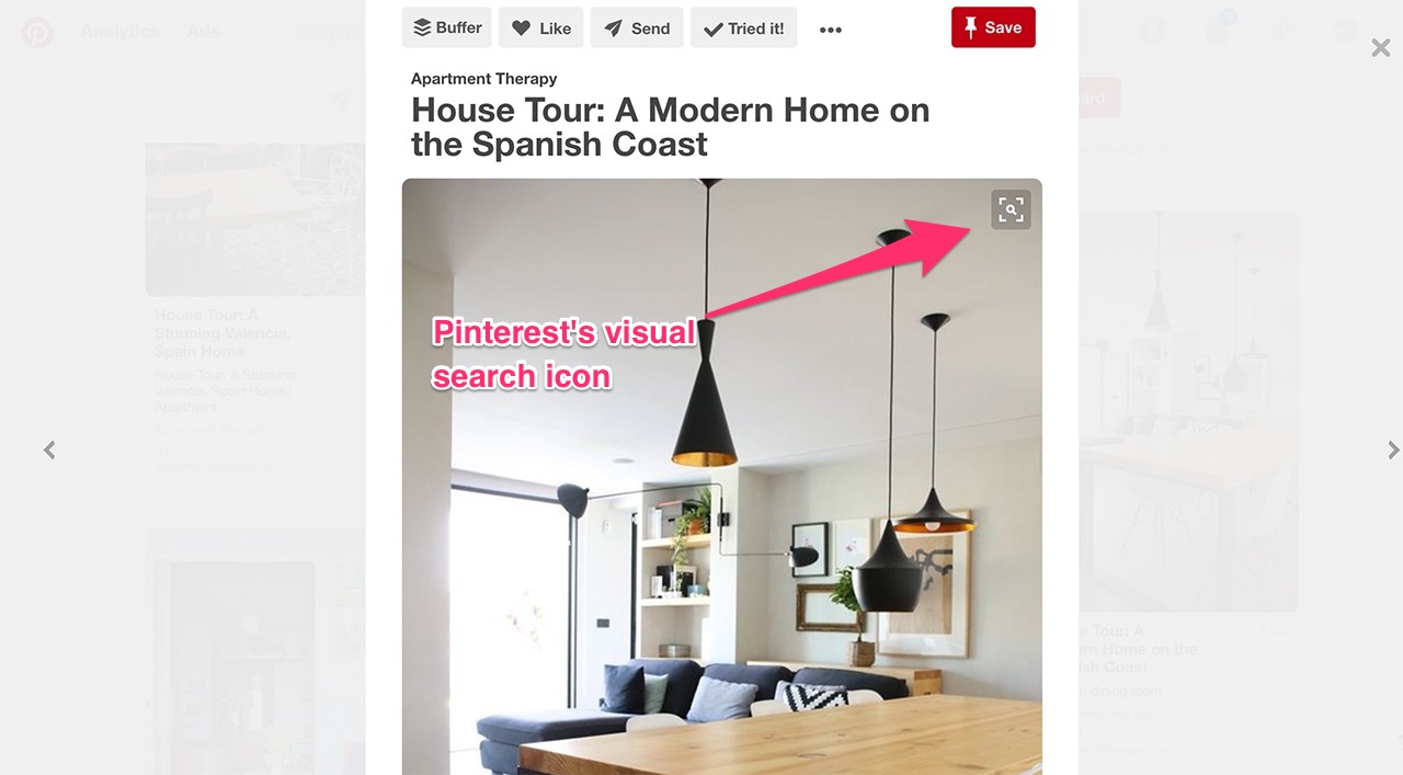 visual search on Pinterest