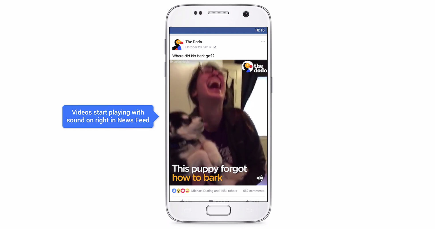 Facebook Turns on Video Sound in News Feed
