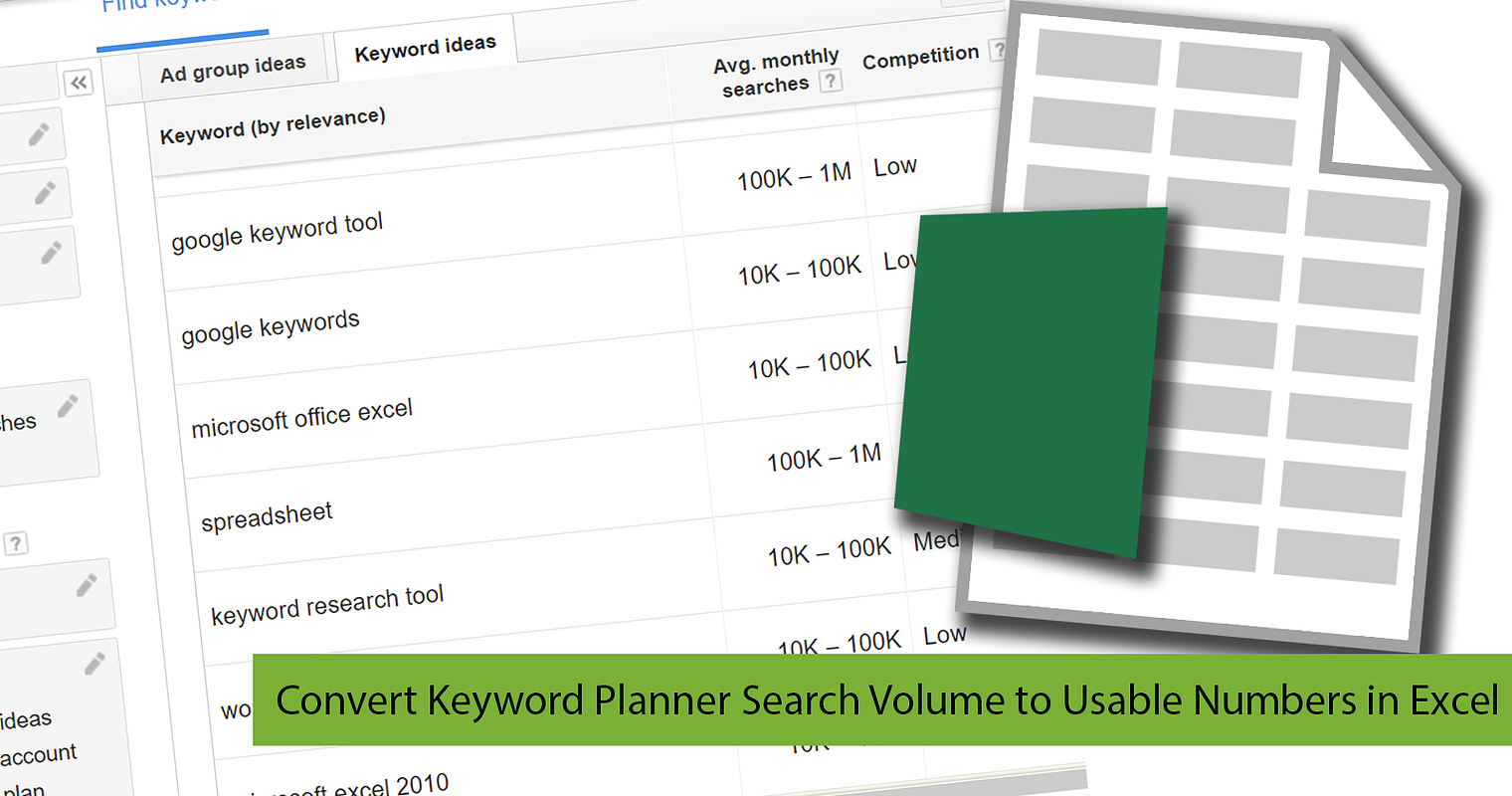 3 Excel Formulas for Google’s Keyword Planner Search Volume Numbers