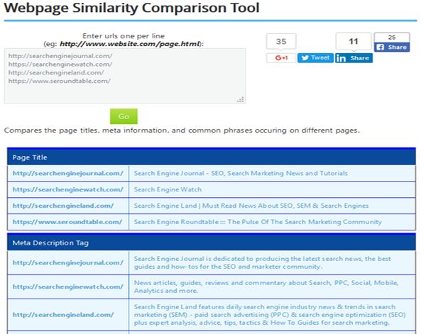 Webpage similarity comparison