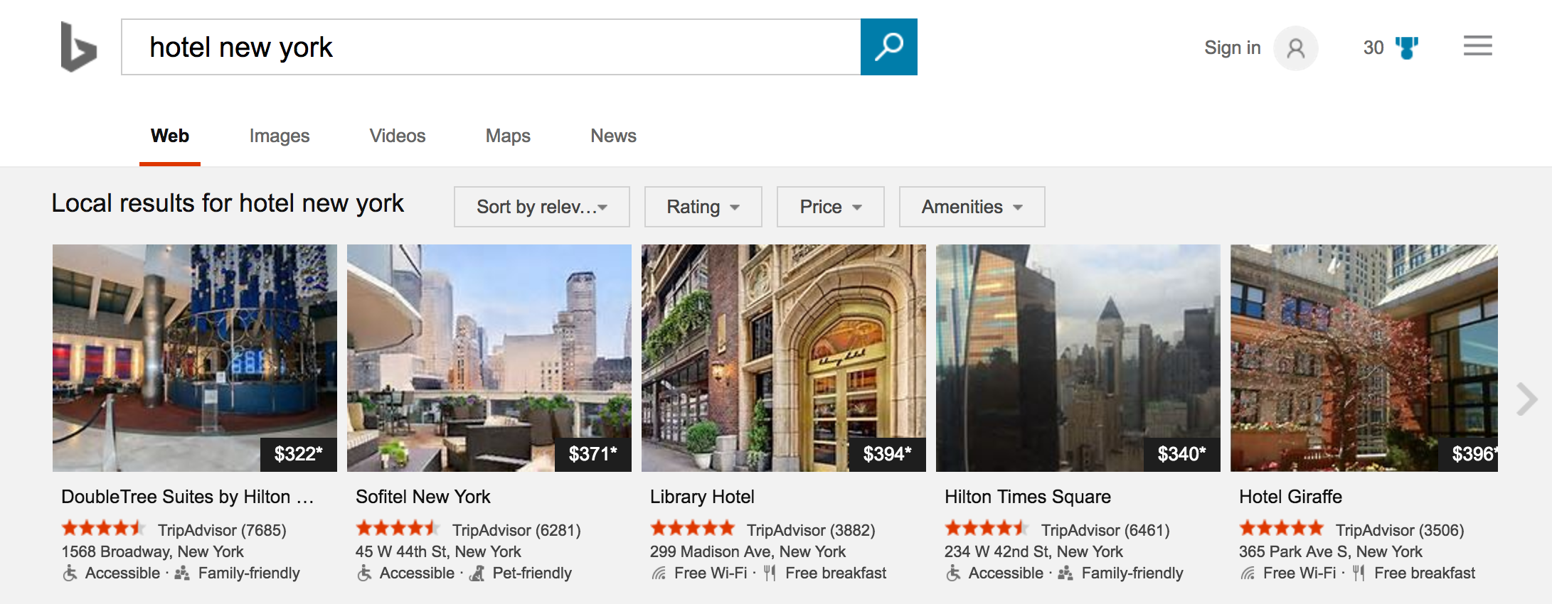 Bing Revamps Hotel Search Results With New Carousel