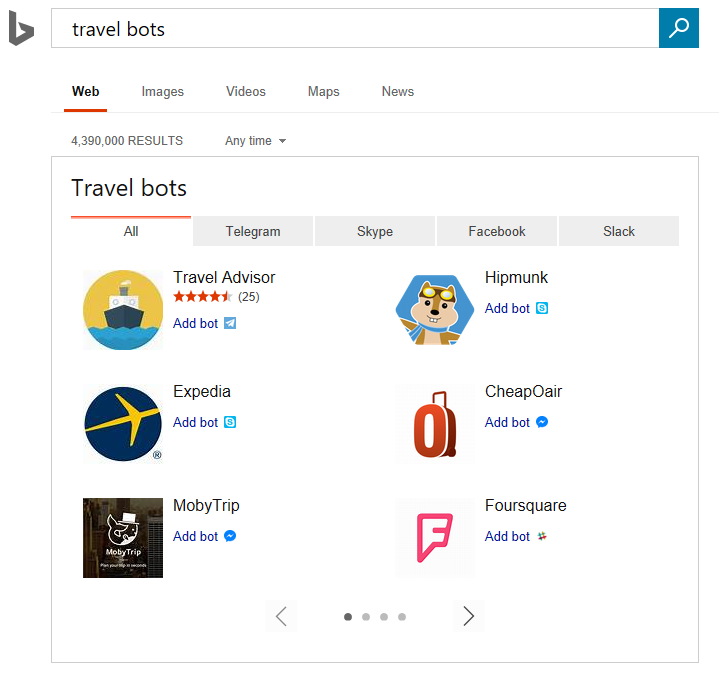 TravelBots Bing Makes it Easier to Find Chat Bots
