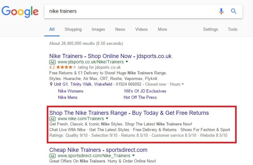 Nike Google Ads