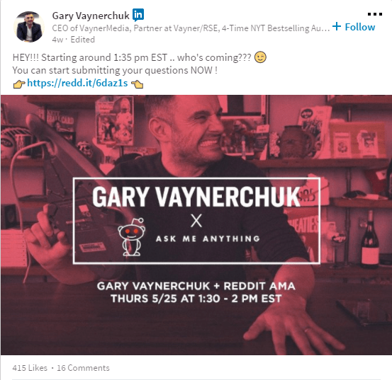 Gary Vaynerchuk Reddit Ask Me Anything