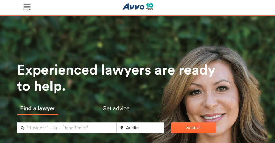 Avvo.com home page