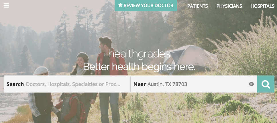 Healthgrades.com home page