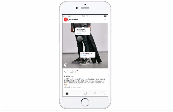 Screenshot of Instagram Shopping tagged products