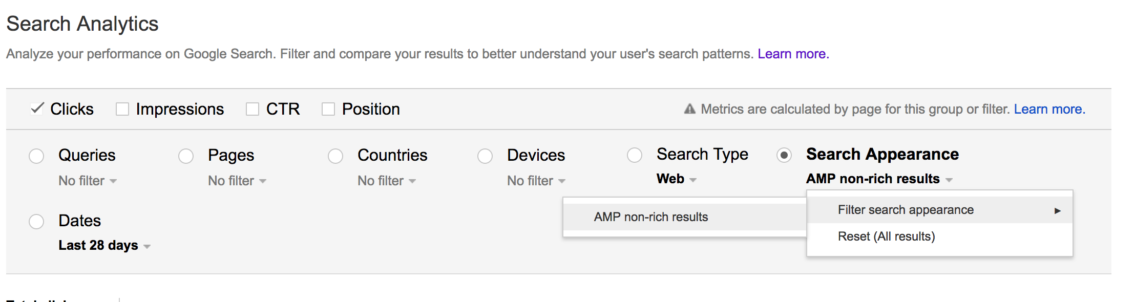 google search console amp in search analytics