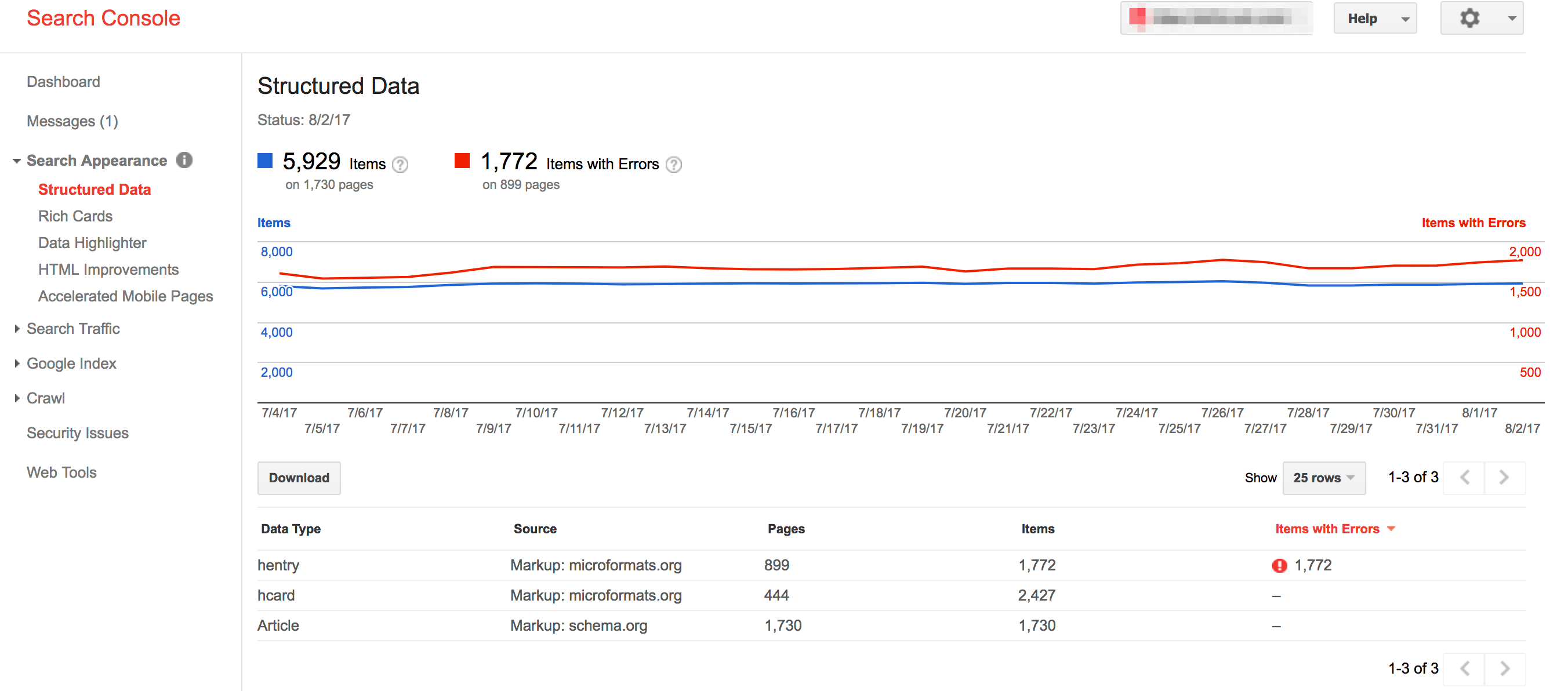 google search console structured data 