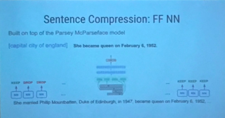 Sentence compression built on top of parsey mcparseface model