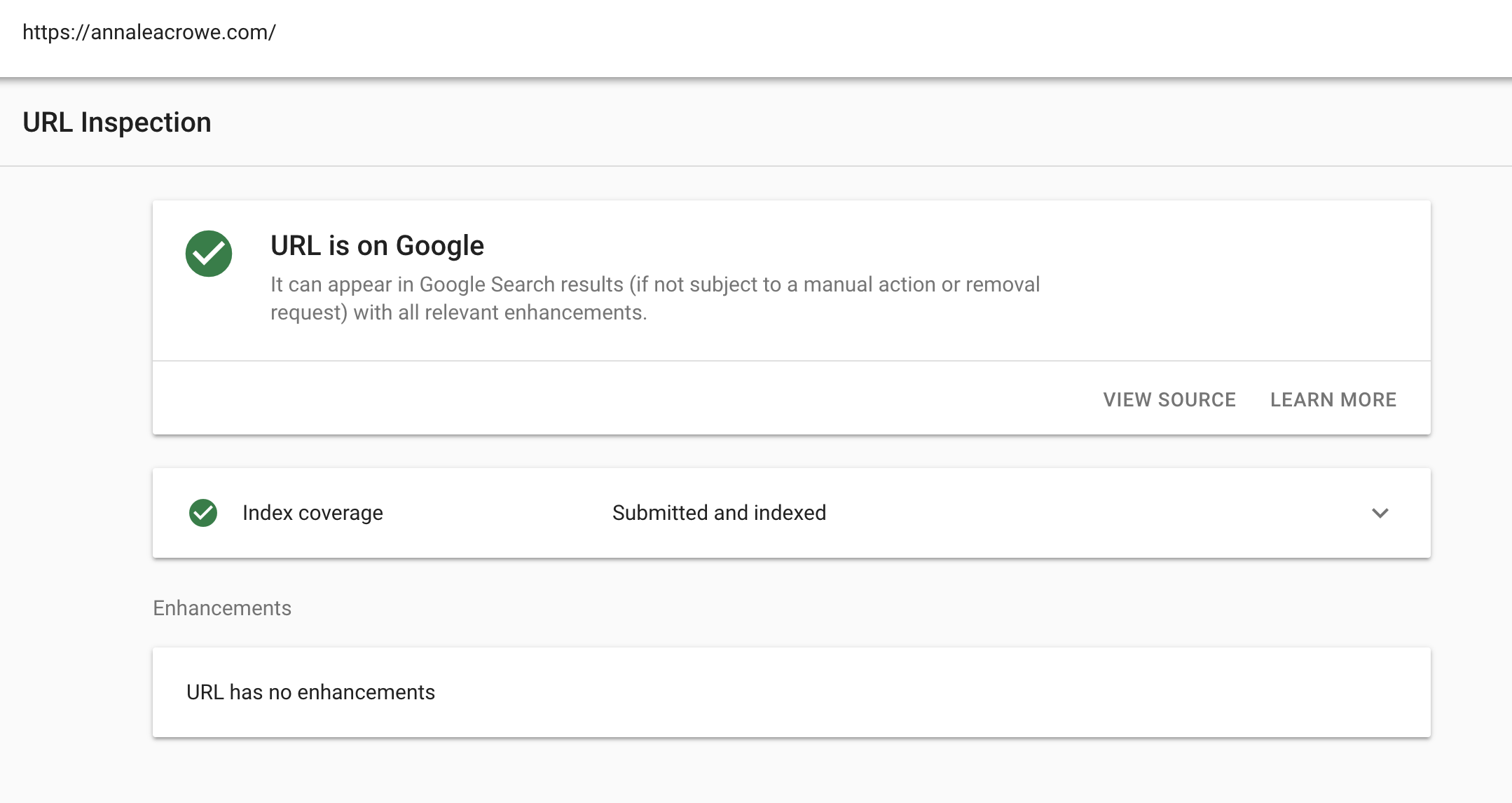URL inspection tool in Google Search Console