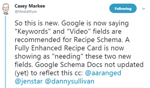 Major Recipe Structured Data Update by Google