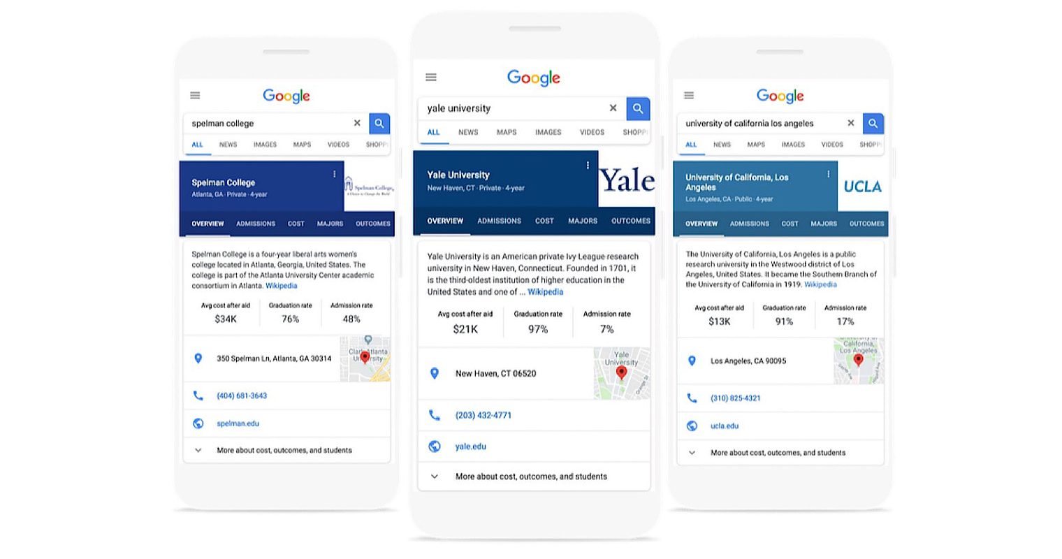 Google Rolls Out New Knowledge Graph Cards for College Searches