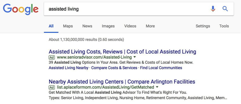 Directory sites - assisted living ads