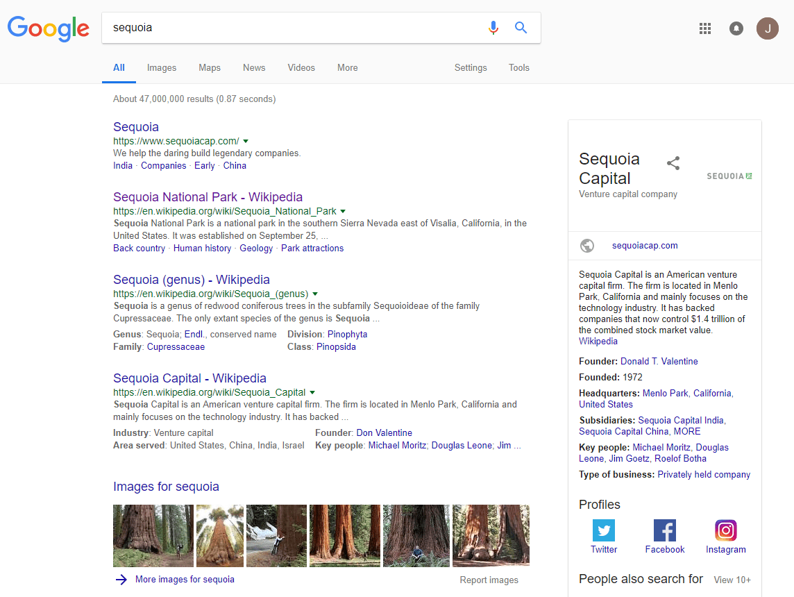 'sequoia' google search results