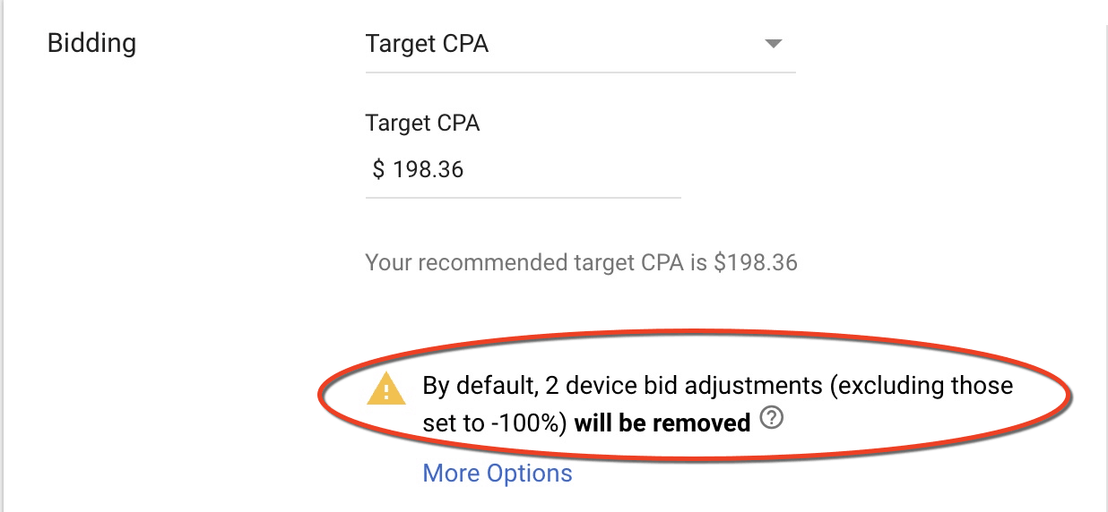 Google Ads bidding - target cpa