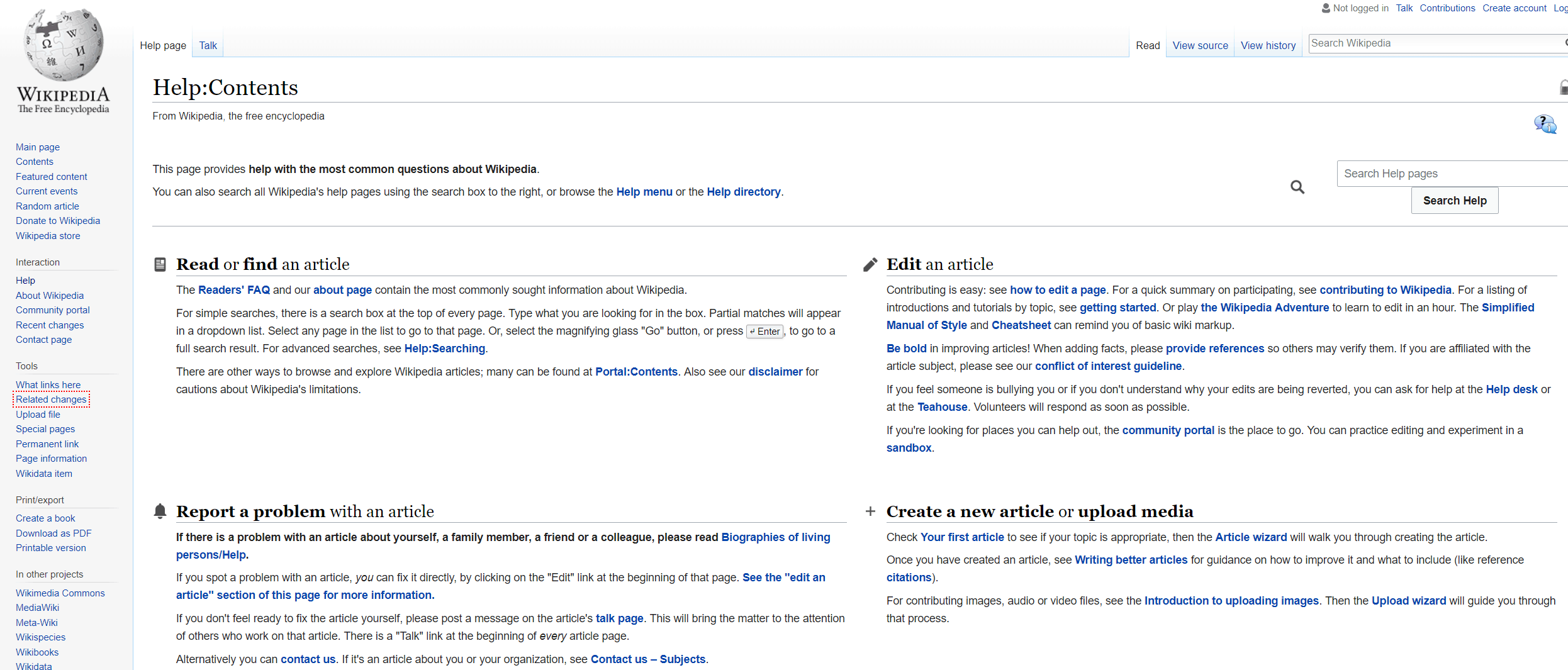 wikipedia help centre