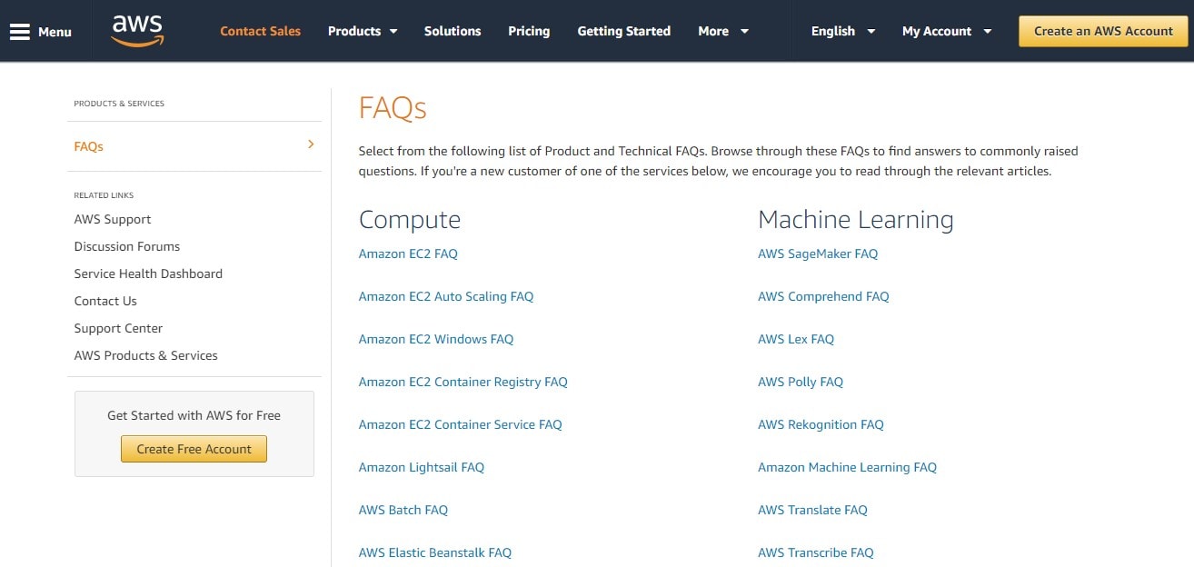 Amazon Web Services FAQs