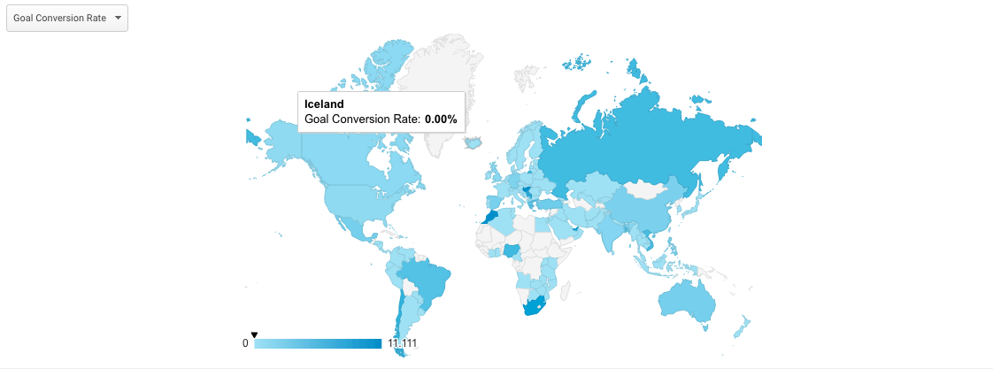 Google Analytics Audience Location by Conversion Rate