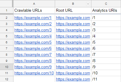 Insert a new column for Root URL