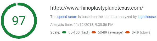 Screenshot of Google's Page Speed Insights tool.
