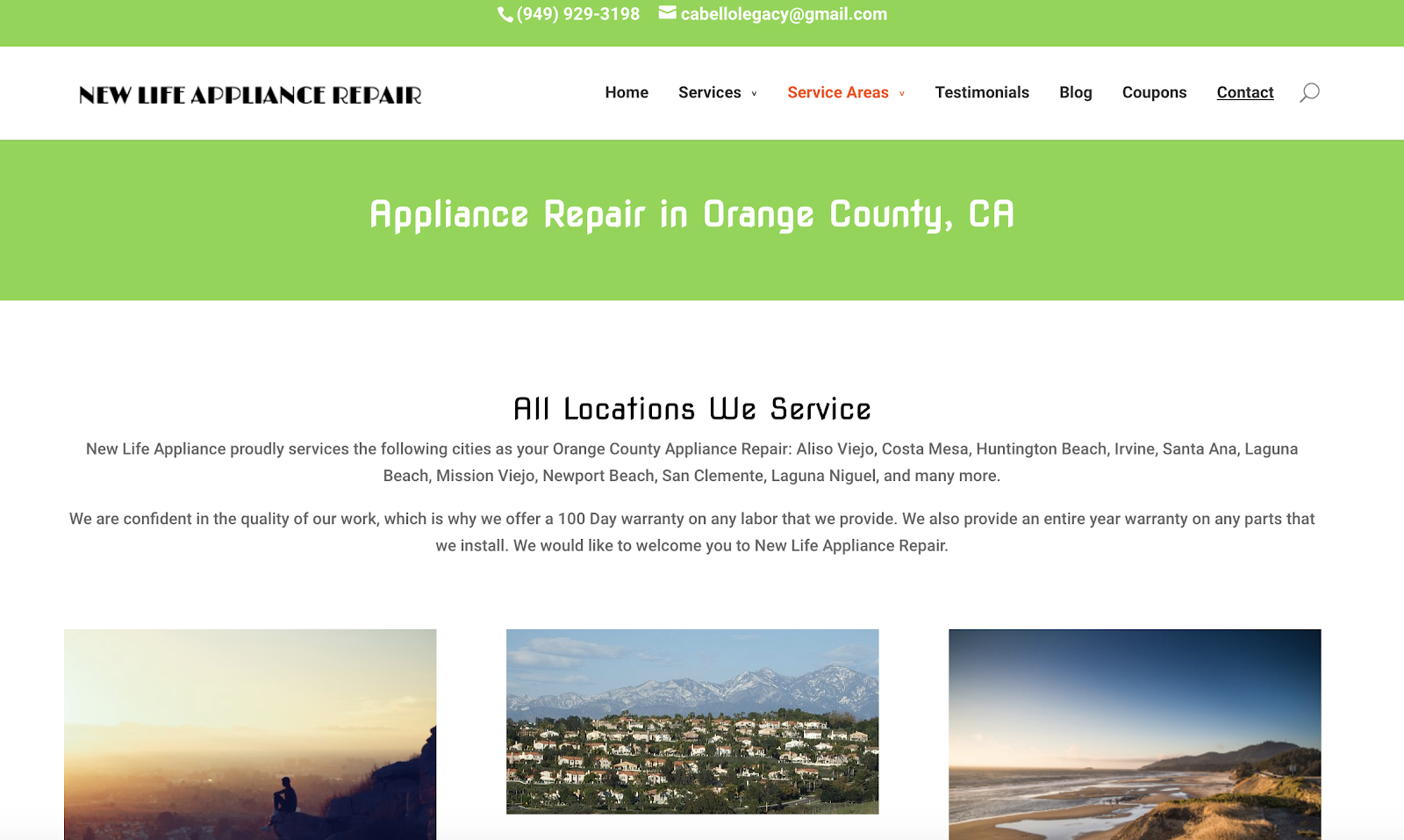 New Life Appliance Repair Location Page